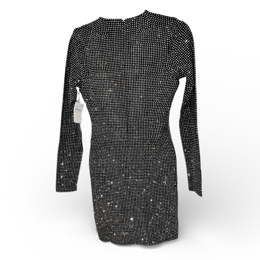 Good American Long-Sleeve Crew-Neck Crystal Mini Dress Size Medium NWT sold out - Picture 10 of 14